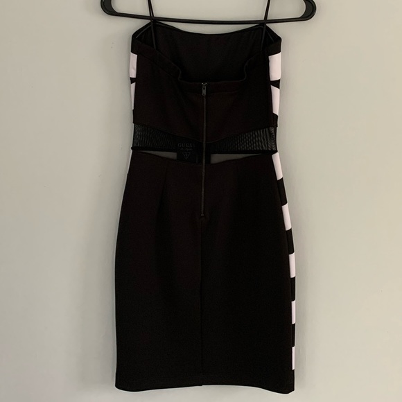 NWT Guess Strapless Black&White Stripes Dress - Picture 4 of 6